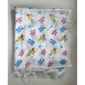 VTG 70s 80s Sesame Street Muppets Baby Blanket Satin Trim Material Fabric 56x45